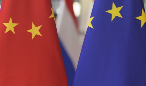 Flags China EU