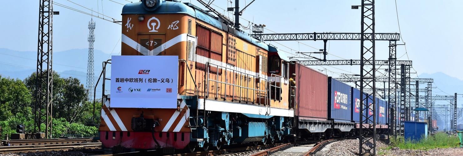 The first direct freight train running from Britain to China arrives at Yiwu West Station in Yiwu city, east China's Zhejiang province, 29 April 2017.   