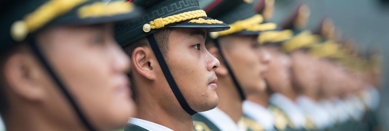 Chinese soldiers assemble in Macau to celebrate the 92nd anniversary of the founding of the PLA.