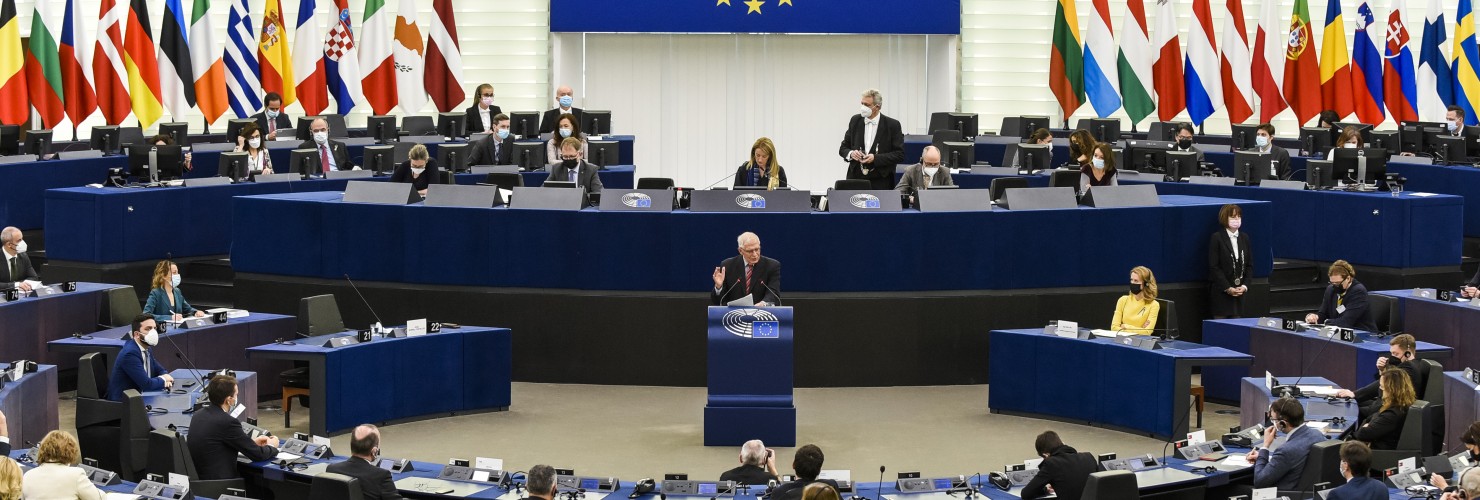 European Union foreign policy chief Josep Borrell delivers a speech during a debate on EU's role and the security situation of Europe following the Russian invasion on Ukraine, at the European Parliament