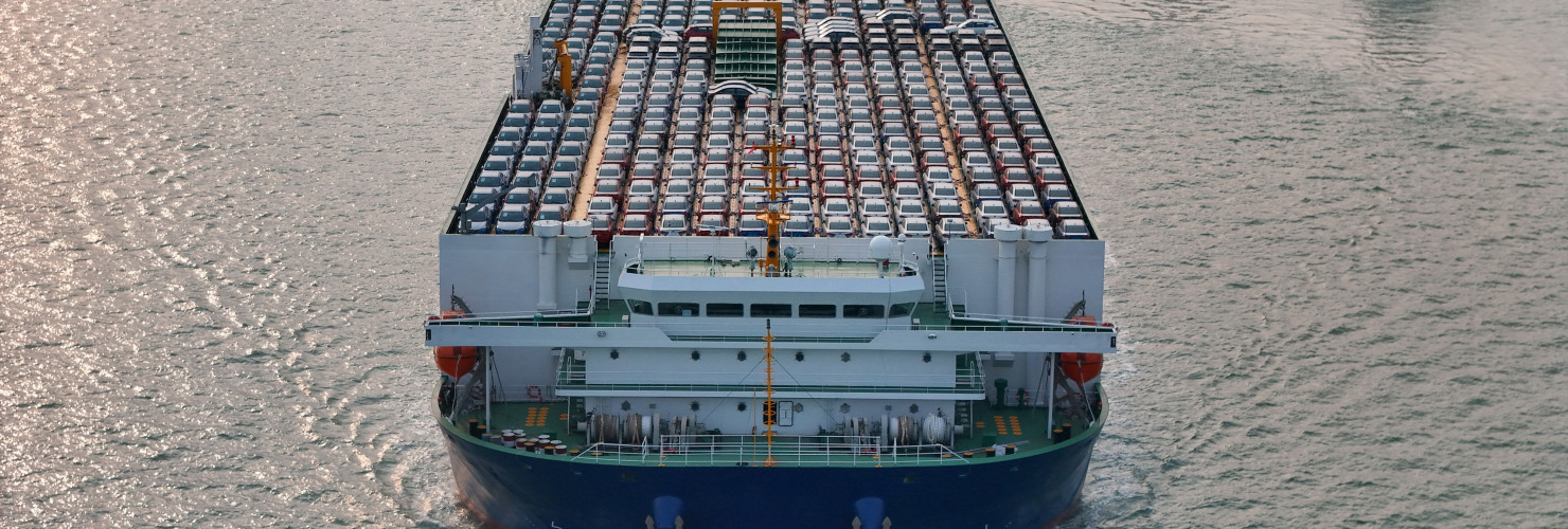 A car carrier loaded with cars for export leaves the port of Yantai, Shandong province, China, March 11, 2024.