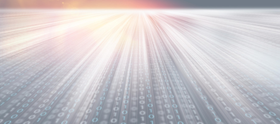 Digital data binary coding transmission effect. transferring of big data future technologies. 3D illustration