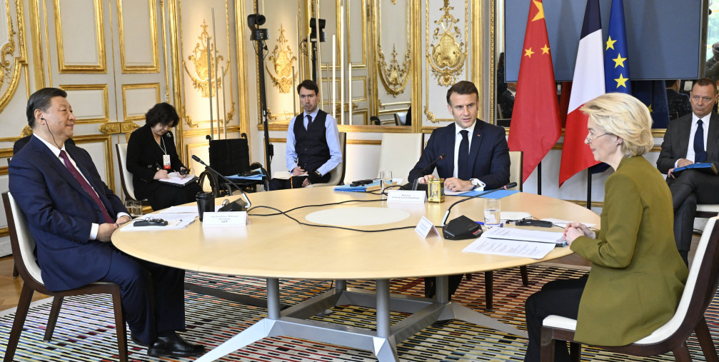 Xi Jinping, Emmanuel Macron, Ursula von der Leyen in Paris in May 2024