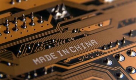 A circuit board with a Made in China caption