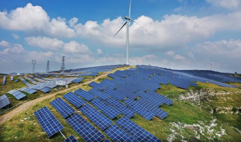 Rural wind solar hybrid power generation project. Zaozhuang City, Shandong Province, China, September 12, 2020.