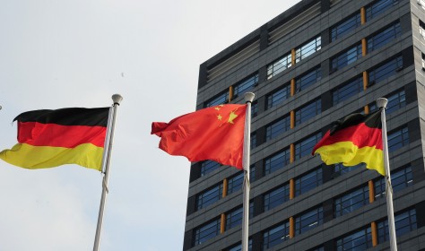 Chinese and German national flags 