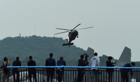 A PLA Z-20 helicopter performs at the Zhuhai Airshow