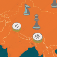 Illustration of a map and chess pieces