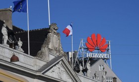 A Huawei signboard in Copenhagen