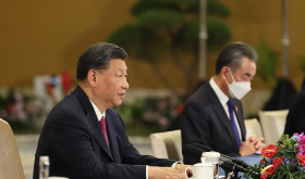 Chinese president Xi Jinping and Foreign Minister Wang Yi at the G20 summit in Bali in November 2022.